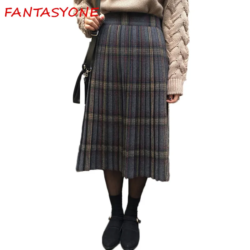 Women's Plaid Skirts Tartan Woolen Plaid Skirts Kilt Winter Wool ...