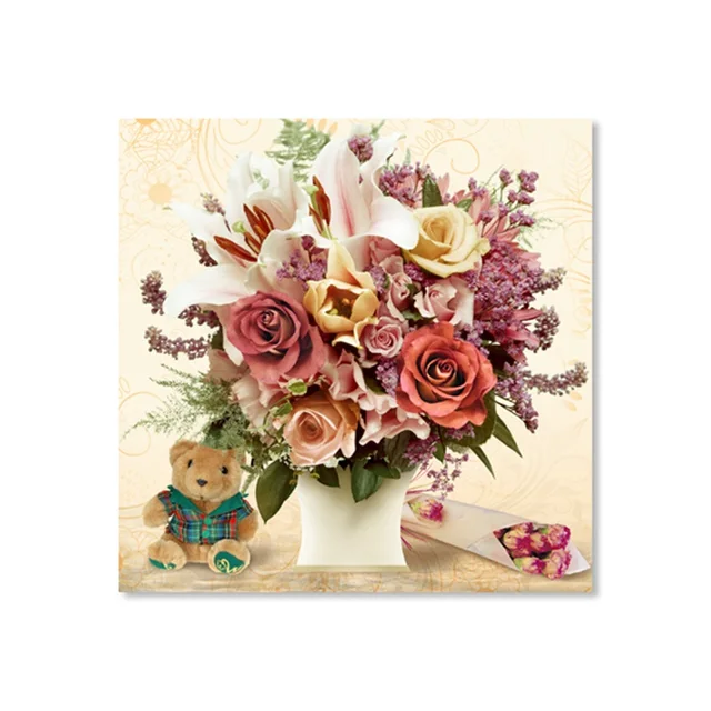 Splspl Nordic Dekorasi Rumah Poster Vintage Vas Bunga Gadis Room