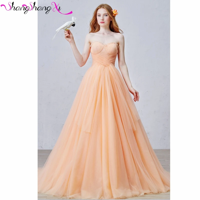 light orange prom dress
