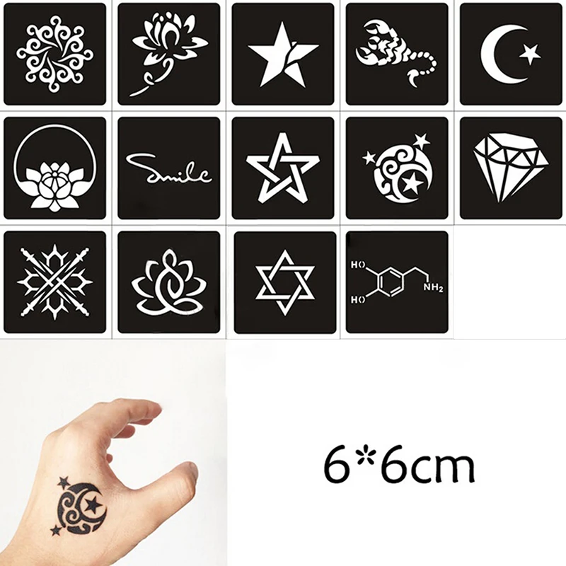 1 Sheet Black Flower Style Henna Stencil Body Art Temporary Tattoo Sticker Paper