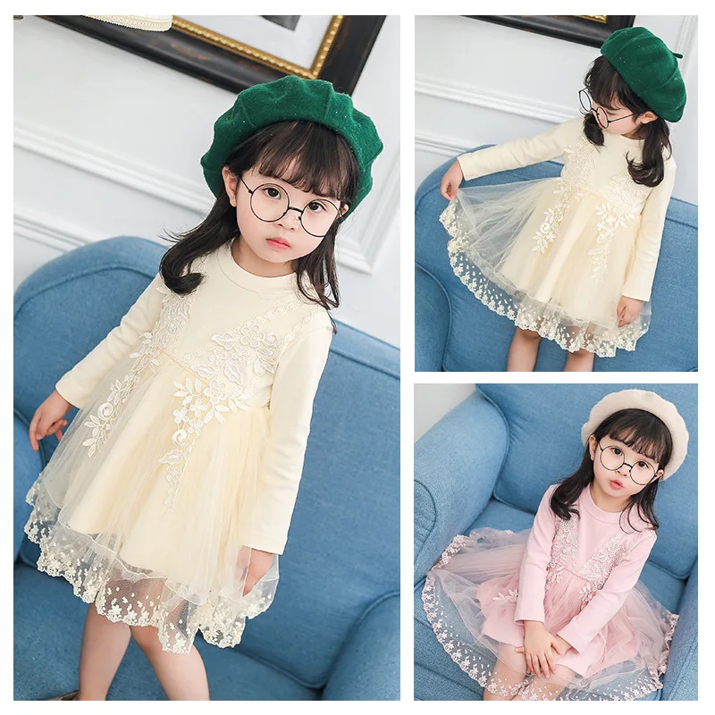 

Baby Girl Dress Rushed Solid Cute Full Regular Vestido Infantil 2018 New Autumn Korean Girls Baby Children Long-sleeved Cotton