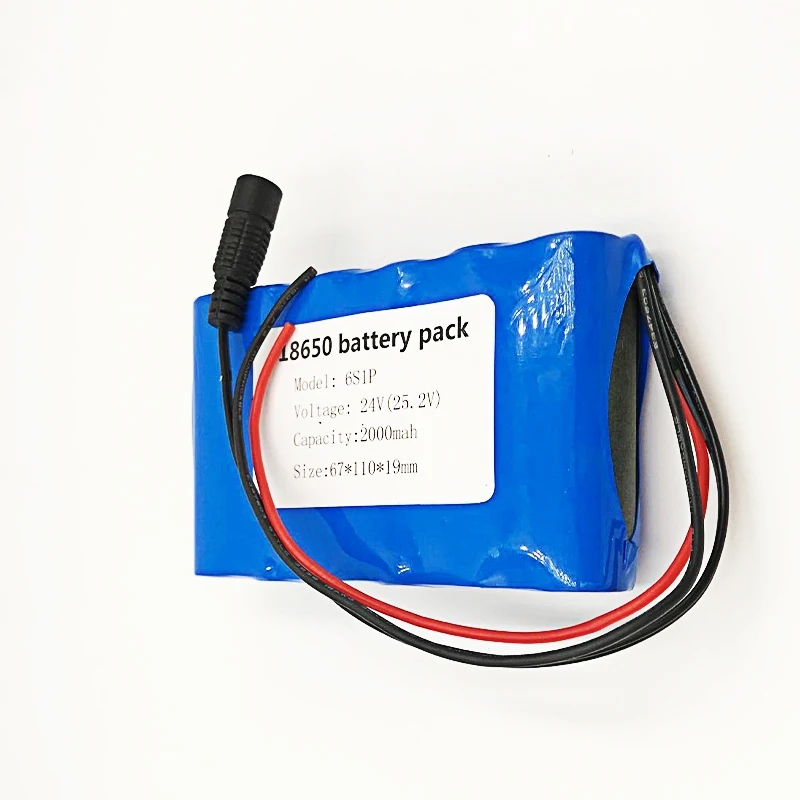 6S1P 18650 Батарея батарея постоянного тока 24V 25.2V2000mah 24V Перезаряжаемые Батарея для небольшой мотор электрического двигателя/Светодиодные ленты защиты