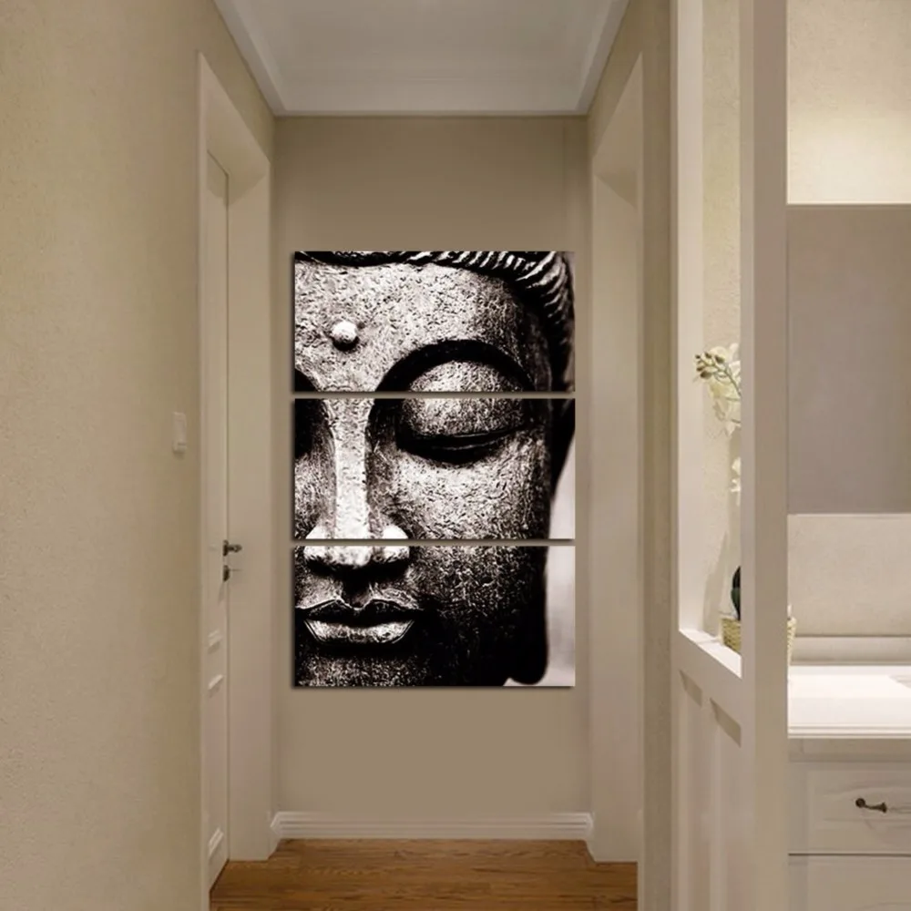 BANMU-Frameless-Gray-3-Panel-Modern-Large-Oil-Style-Buddha-Wall-Art-Print-on-Canvas-Home (2)