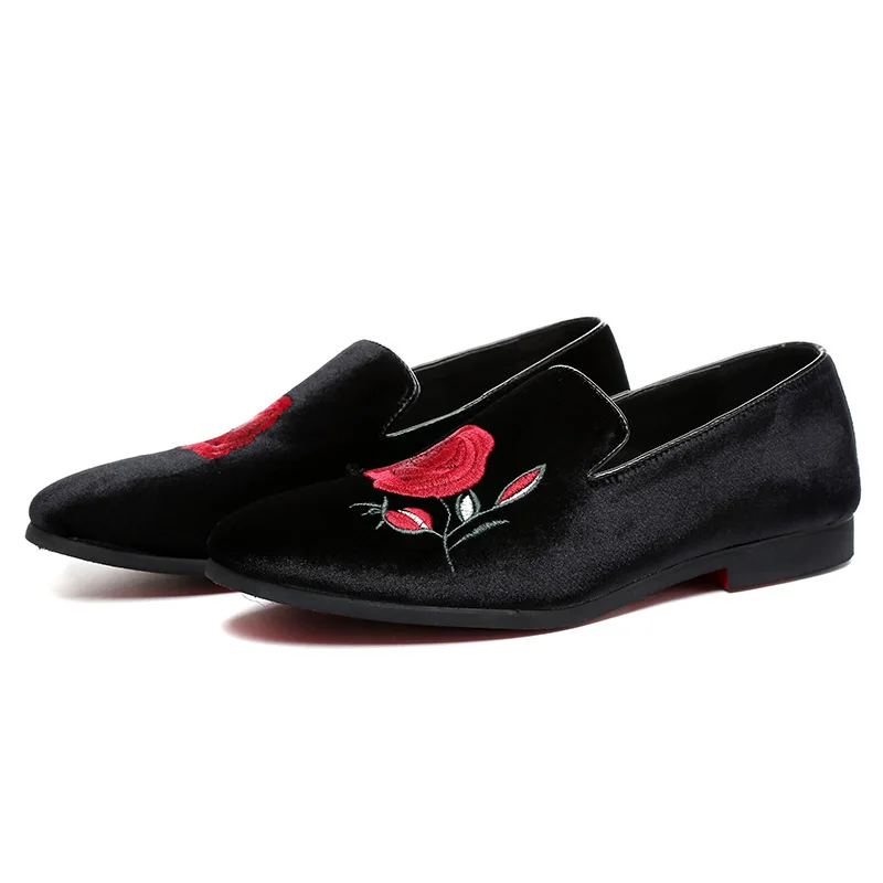 

2019 Men Velvet Floral Loafers Slip-on Men Flats Embroidery Flower Men Wedding Shoes Plus Size EU37-48 Men Casual Shoes