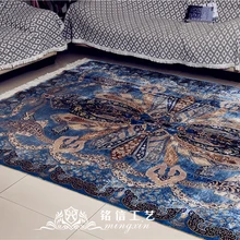 6,56 'x9. 84 'Шелковый ковер ручной работы семейный номер Турция синий шелковый ковер для гостиной