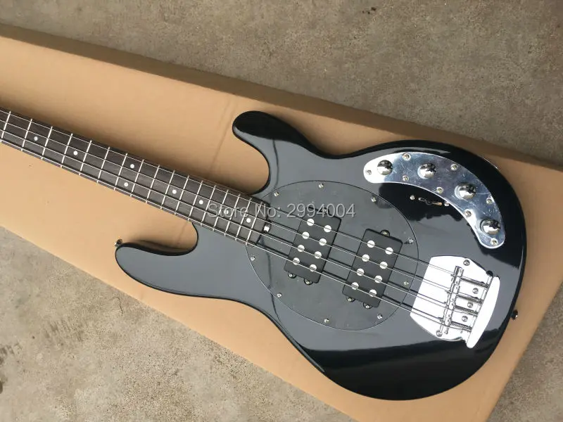 High quality black 4 string bass, built-in amplifier circuit, factory wholesale, provide the EMS delivery, m,u,s-i-c, m,a.n Bass