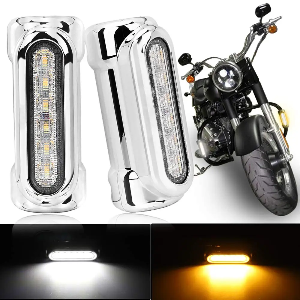 Motorcycle Highway Bar Lights Switchback Driving Lights 1-1/4 inch Crash Bar LED Turn Signal Lights with DRL for Harley Motors