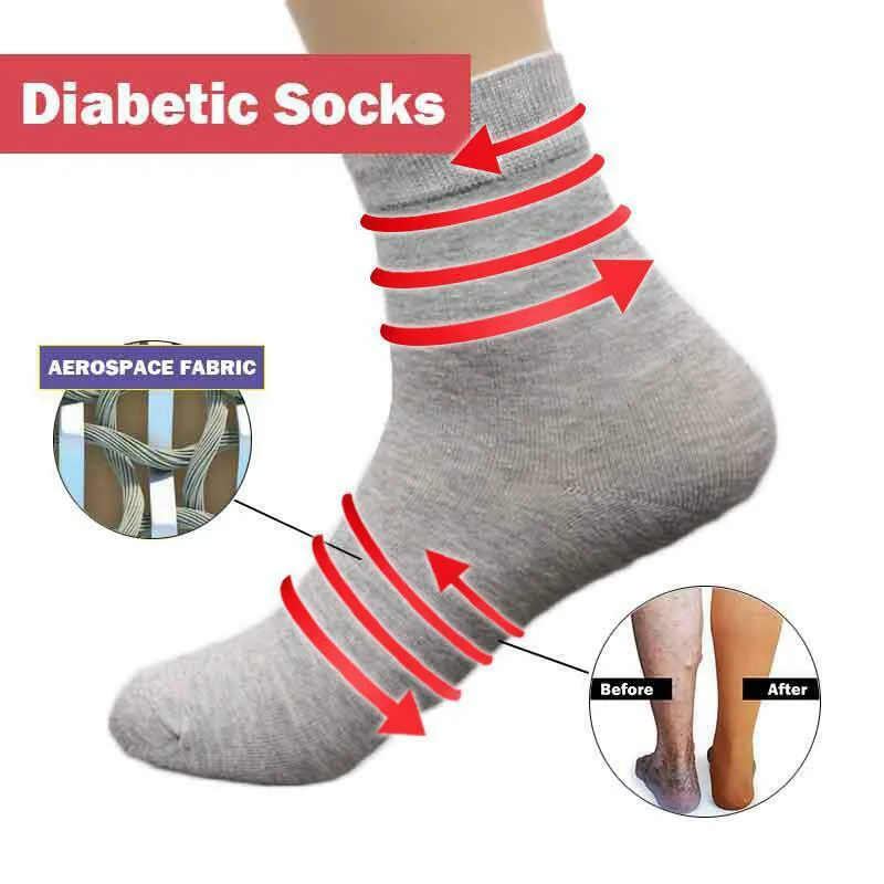 1 пара больших размеров носки для ног дискомфорт диабетические Ноги Отек отек Calcetines Hombre