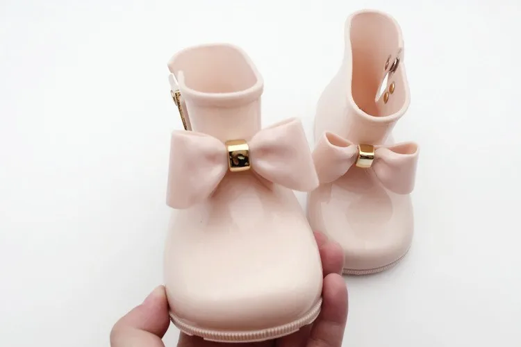 Mini Melissa/ г.; детские ботинки с бантом для девочек; прозрачные водонепроницаемые ботинки для принцессы; Нескользящие мягкие ботинки; 4 вида цветов обувь для девочек Melissa