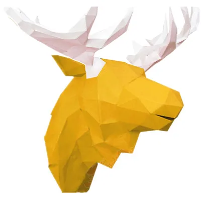 Рождественский олень Caribou голова оленя бумага Складная Модель Игрушка Головоломка водостойкая фотобумага DeerSS Baddeer украшение дома - Цвет: golden already cut