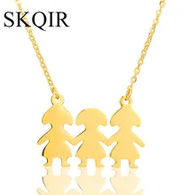 SKQIR Cute Three Figure Shape Pendant Necklaces Fashion Girls Best Friends Men Jewelry Elegant Long Sweater Chain Necklaces
