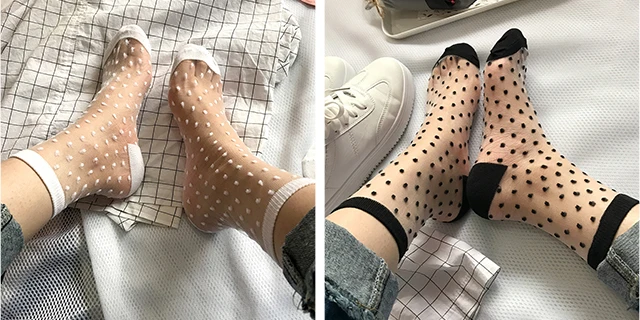 winter socks for women Women Ladies Socks Fashion Sheer Mesh Glass Silk Socks Ultrathin Transparent Crystal Lace Fabulous Elastic Summer Ankle Sock fluffy socks