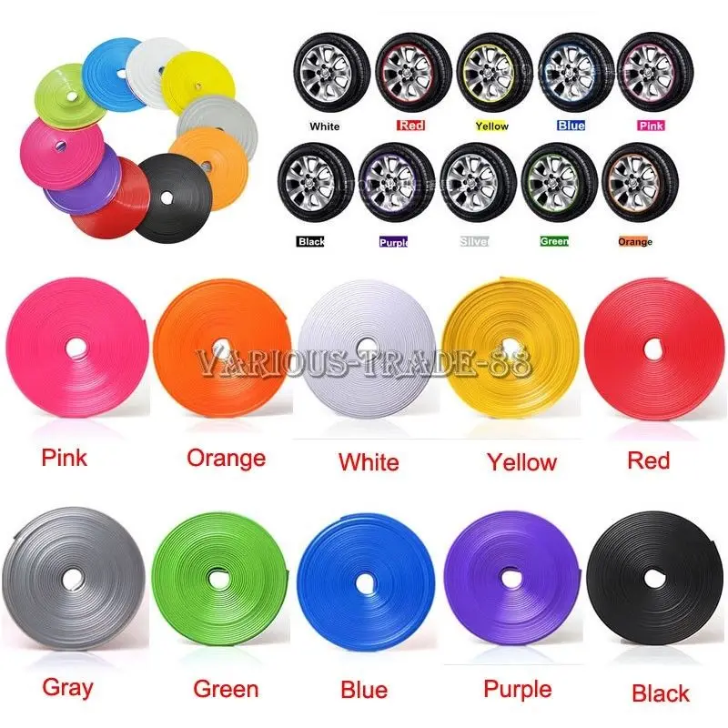Car Wheel Hub Rim Edge Protector Ring Tire Guard Line Rubber Strip Sticker Kit  (3)