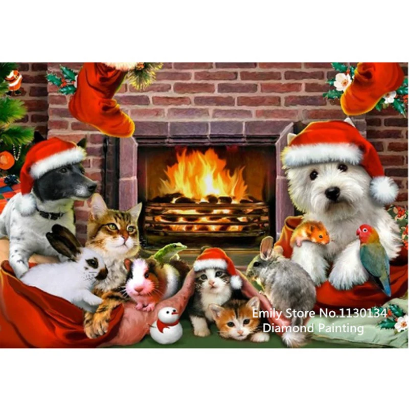 

New Arrival 3D Square Diamond Painting Dogs Party Cross Stitch Kit DIY Set Embroidery Rhinestone Home Decor Needlework DP273