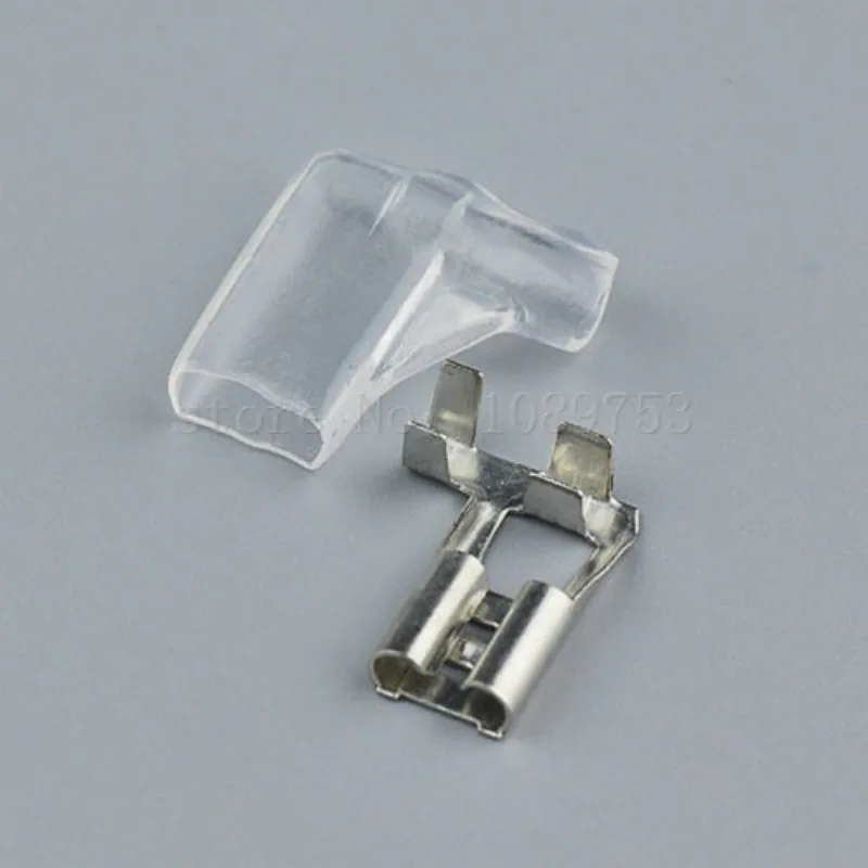 

50Sets 4.8 Right Angle Crimp Terminal with Case 4.8mm Insulated Spring Connector Flag Female Cold Terminal