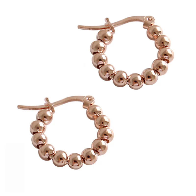 F. I. N.s серьги из розового золота с бусинами маленькие серьги-кольца для женщин трендовые 925 пробы серебряные женские серьги Модные ювелирные изделия