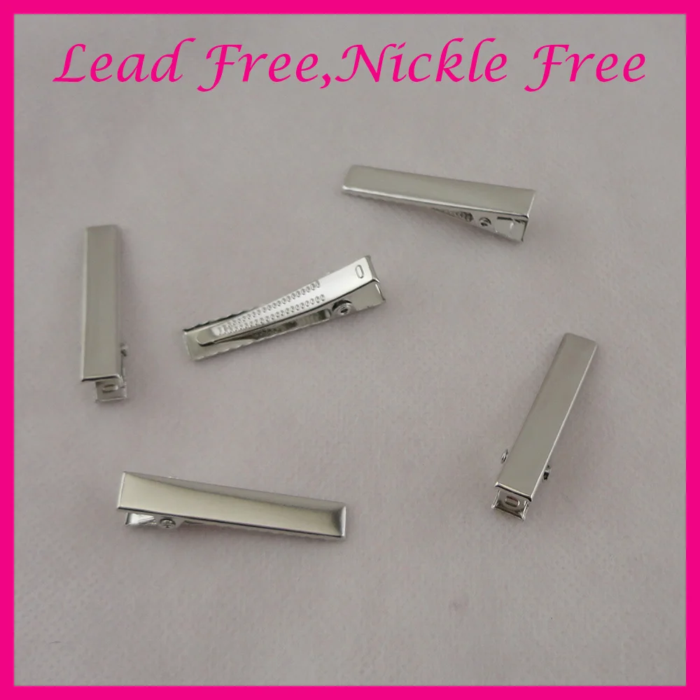 50PCS 4.0cm Silver Plain Rectangle Metal Alligator hair Clips hairpins with teeth diy hair bow