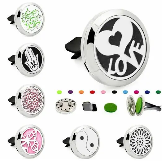 

1PCS Cloud Cat Owl Soccer Removable Vent Clip Car Diffuser Locket 30mm Magnet Stainless Steel Perfume Locket With 10p Random Pad