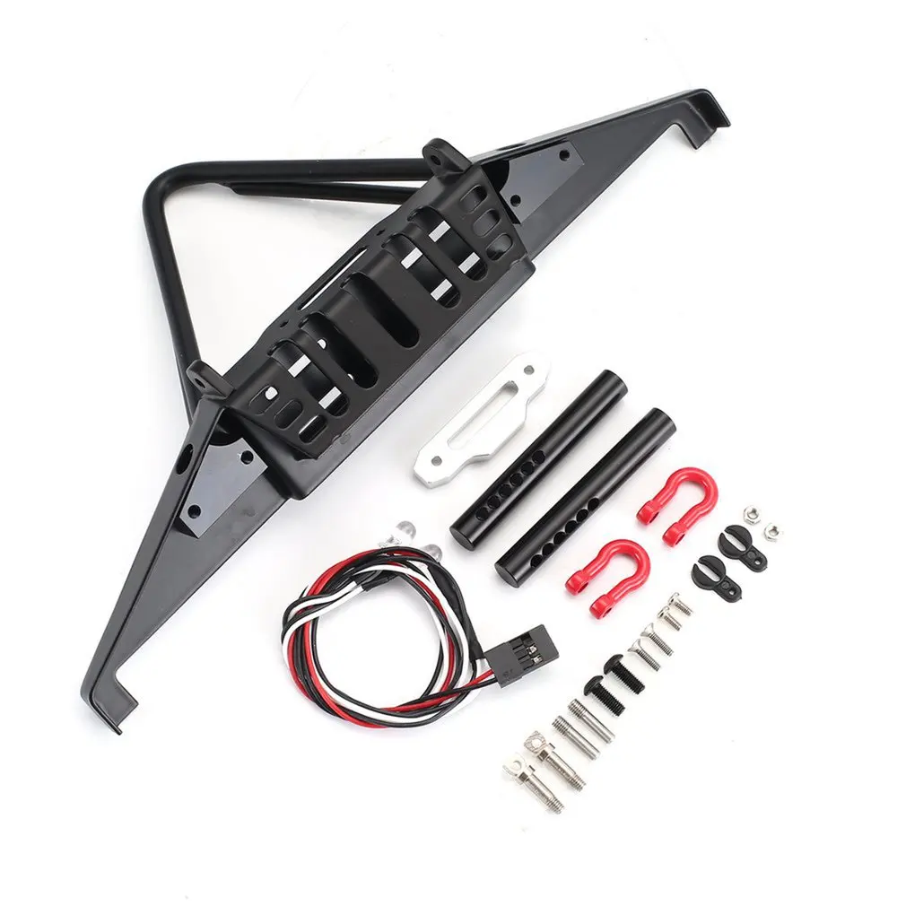 

Metal Front Rear Bumper with Rescue Lock 2 Led Lights Hook for Model Off-road Crawler D90 Traxxas TRX-4 Axial SCX10 90046 Parts