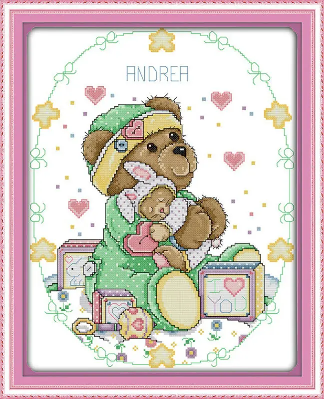 

The bear mother and son Printed on Canvas DMC Counted Chinese Cross Stitch Kits printed Cross-stitch set Embroidery Needlework