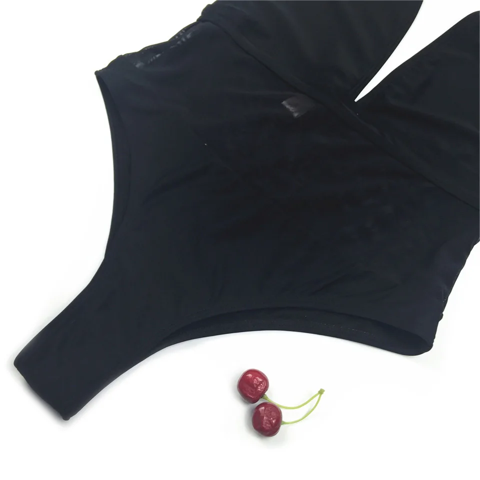 Черный трикини сексуальный Монокини сетчатый купальник женский купальник с высокой талией женский сетчатый купальный костюм бразильский купальник De Bain