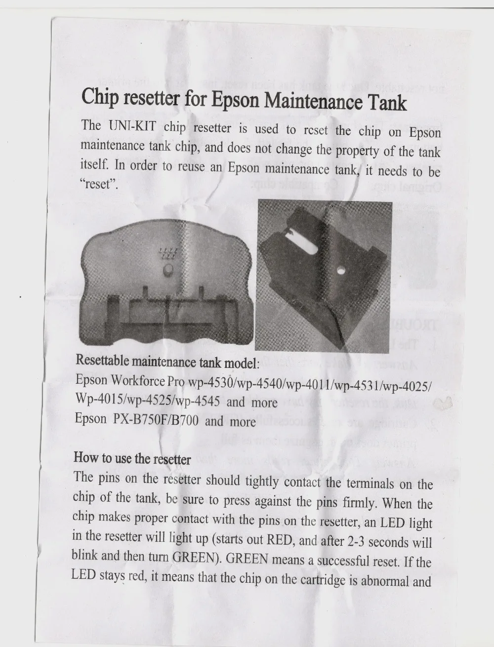 UP 1PC T6710 T6711 Waste Ink/Maintenance Tank Resetter For Epson WP-4010 WP-4020 WP-4023 WP-4090 WP-4520 WP-4530 WP-4533