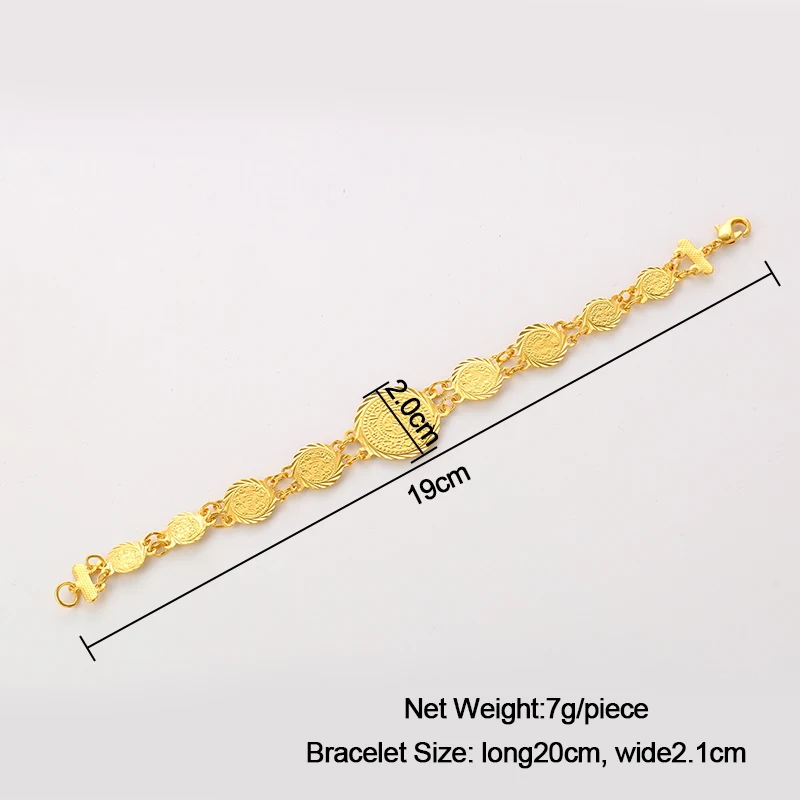 Классический Золотой цвет Деньги Монета браслет мусульманские Арабские монеты браслет для женщин ювелирные изделия Среднего Востока аксессуары Подарки