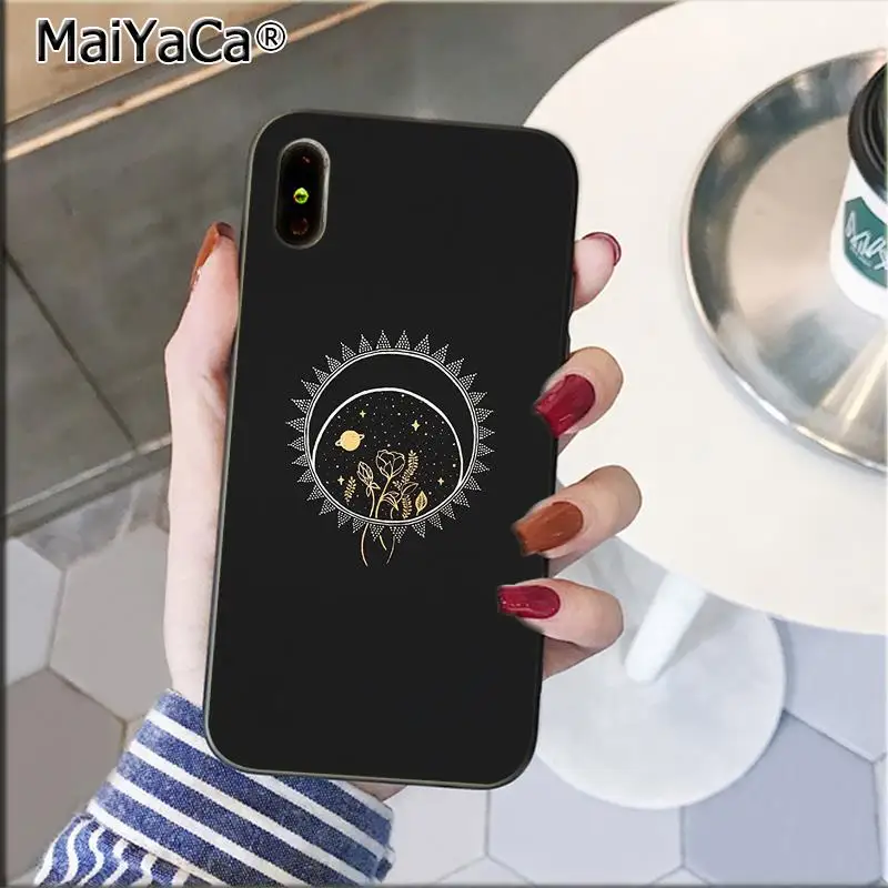 MaiYaCa Арт цветы от солнца кошка змея Луна фотографии черный чехол для телефона для Apple iPhone 11 pro max 8 7 6 6S Plus X XS MAX 5 5S SE XR - Цвет: 8
