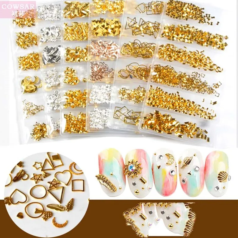 

1Pack Nail Charm Rivet 6Design Gold/Silver/Hollow/Stud/Triangle/Heart-shape 3DNail Decoration Charm For Nail Art Accessories#JS0