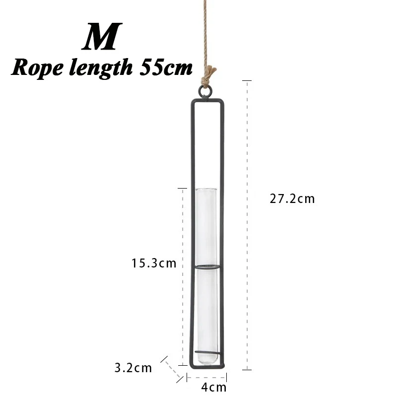 Креативная настенная подвесная ваза для цветов, железное стекло, гидропоника, горшок для растений, прозрачная подвесная бутылка для цветов, домашний декоративный орнамент - Цвет: M