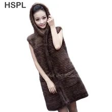 CDV178 2013 Норковое вязаное меховое пальто средней длины норка шуба с капюшоном верхняя одежда жилет