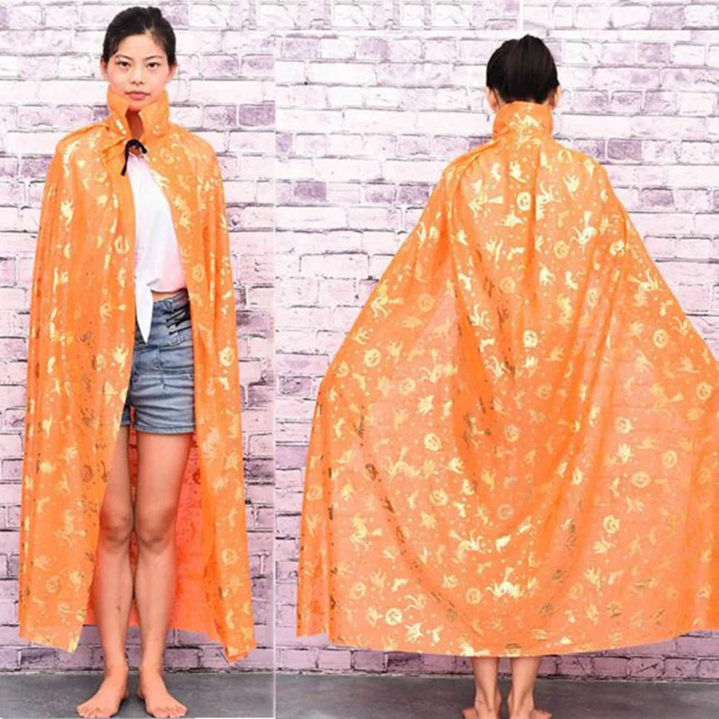 

140cm Women halloween witch Cape Hoody Cloak Halloween Costume cosplay Retro Gothic heroic pumpkin Cloak free shipping