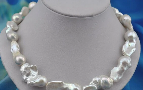

FREE SHIPPING>@@> N3797 baroque white reborn keshi pearl necklace