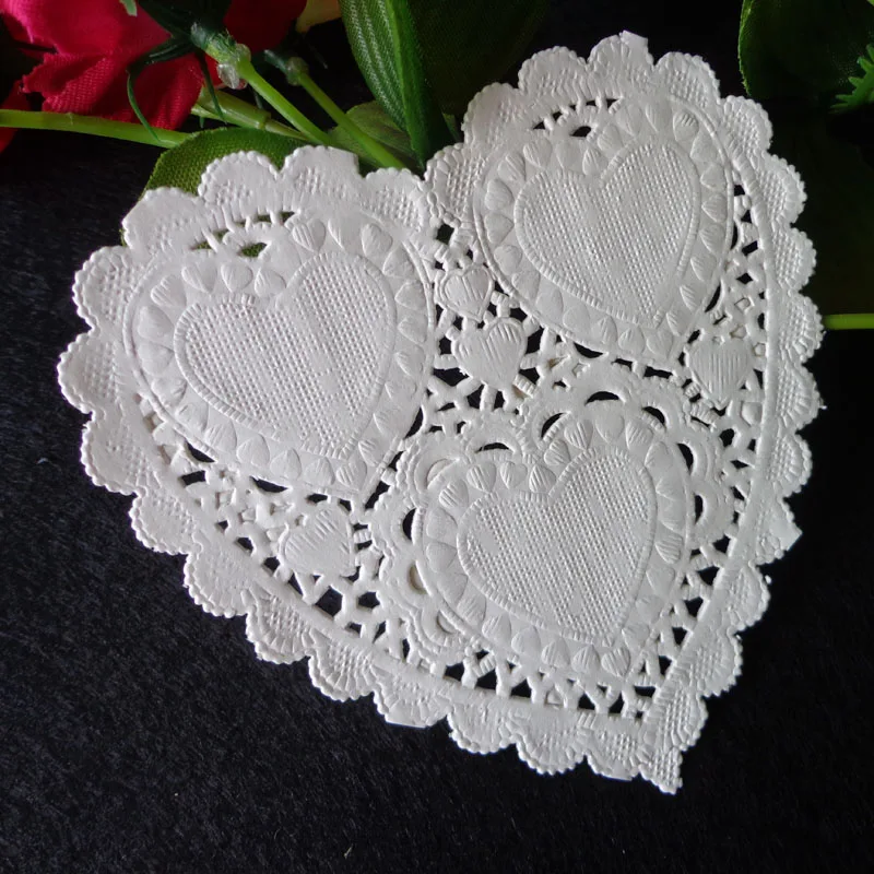 100 шт. 4 дюйма, 10 см в форме сердца белые бумажные салфетки сувенир для свадебной вечеринки декорации бумажные подставки