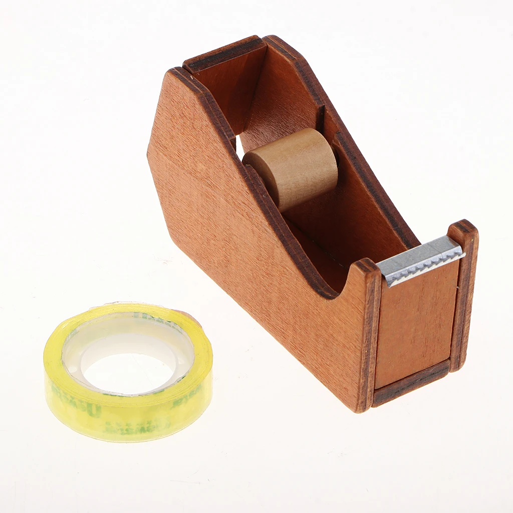 Heavy Duty Office Desktop Tape Dispenser Tape Cutter Wooden Tape Cutter Washi Storage Organizer Stationery Office Supplies