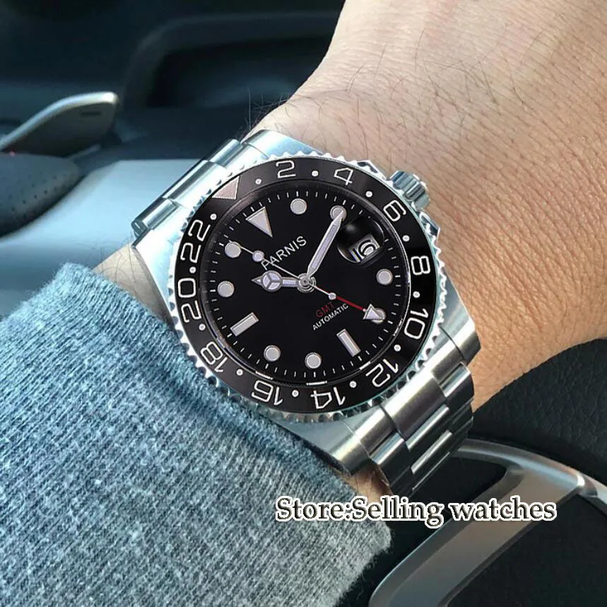 40 ملليمتر Parnis الميكانيكية الساعات الأسود السيراميك مدي أسود الهاتفي الأحمر بتوقيت جرينتش مضيئة علامات الياقوت زجاج التلقائي الرجال ووتش 40 ملليمتر Parnis الميكانيكية الساعات الأسود السيراميك مدي أسود الهاتفي الأحمر بتوقيت جرينتش مضيئة علامات الياقوت زجاج التلقائي الرجال ووتش