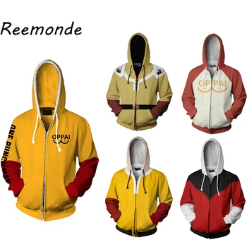 

Anime One Punch Man Saitama Costumes Oppai Saitama Hoodie Sweatshirt Mens Harajuku Hoodies Male Zipper Jackets Long Sleeves Tops