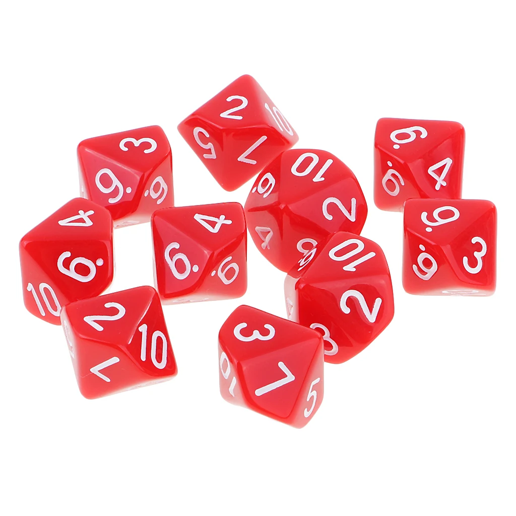 Perfeclan 10pcs 10 Sided Dice D10 Polyhedral Dice for Dungeons and Dragons Games 10 Sided Dice for Entertainment
