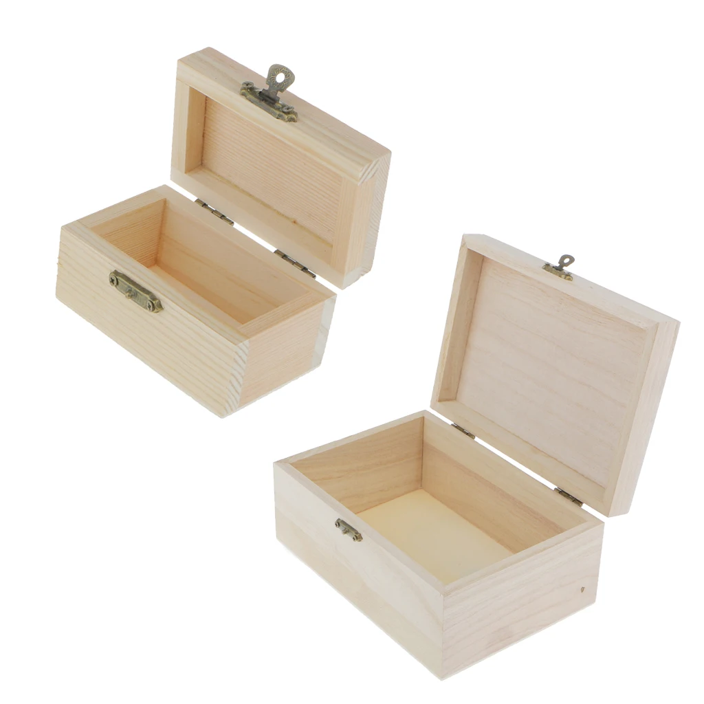 10 Pieces Wholesale Unpainted Wooden Jewelry Box Keepsake Gift Case Diy