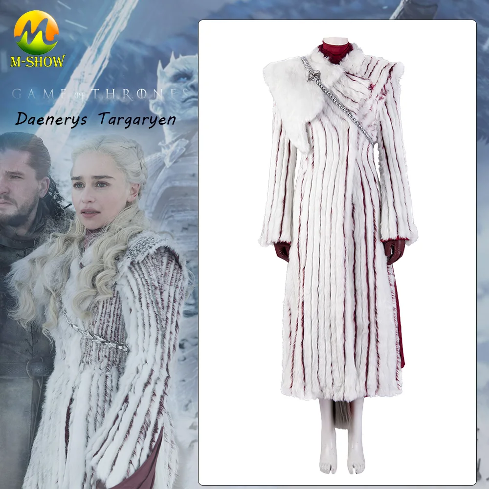 

Movie Game of Thrones Season 7 Daenerys Targaryen Cosplay Costume Halloween Carnival Uniforms Custom Made Fancy white Dress
