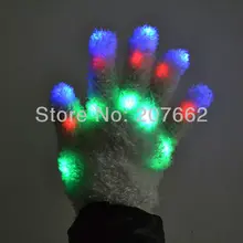 200 шт.(100 пар)/партия 22*11 см 7 режимов меняющие цвета перчатки со светодиодами светодиодные перчатки для вечеринки светится в темноте вечерние принадлежности
