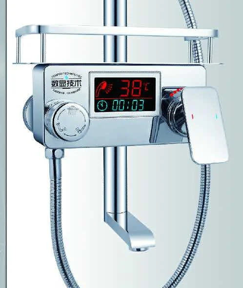 

Digital display shower mixer with shower self Bathroom digital bathroom shower faucet shower panel controller with shelf