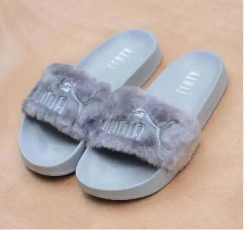 grey puma slides fur