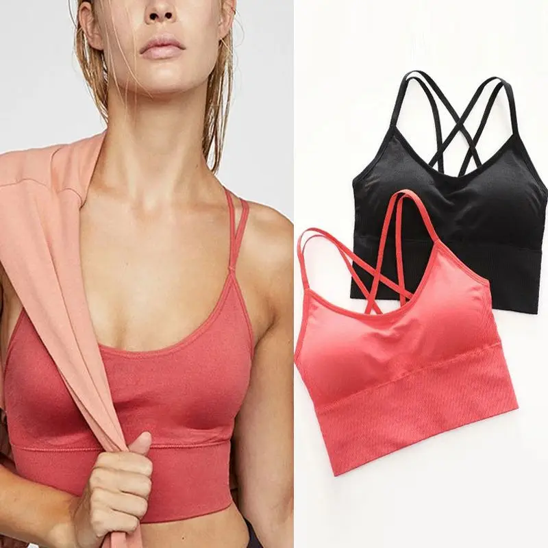 

Solid Color Quick-Drying Breathable Sports Bra Thin Shoulder Strap Beauty Back Yoga Fitness Running Sports No Steel Ring Bra