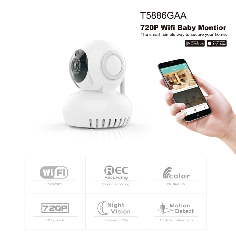 Hd 720P Ip Camera Wireless Wifi Baby Montior Net Surveillance Camera Smart Living Compatible With 360 Degree Pickup
