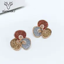 Viennois серьги-гвоздики розовое золото цветок завод горный хрусталь кристалл матовая Серьга для женщин серьги