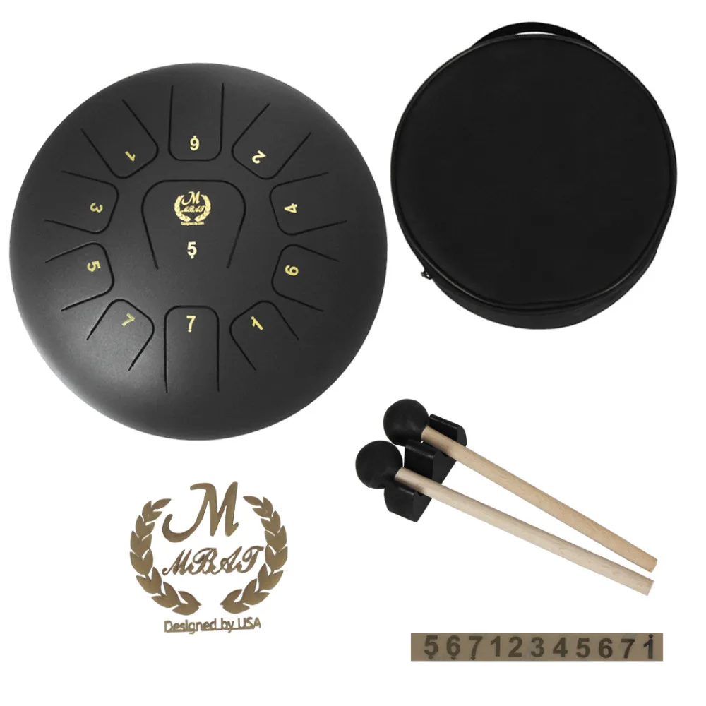 12 дюймов стальной язык ручная сковорода барабан буддийский костюм для медитации ударный инструмент беззаботный звук металлический подвесной барабан с барабанными палочками сумка