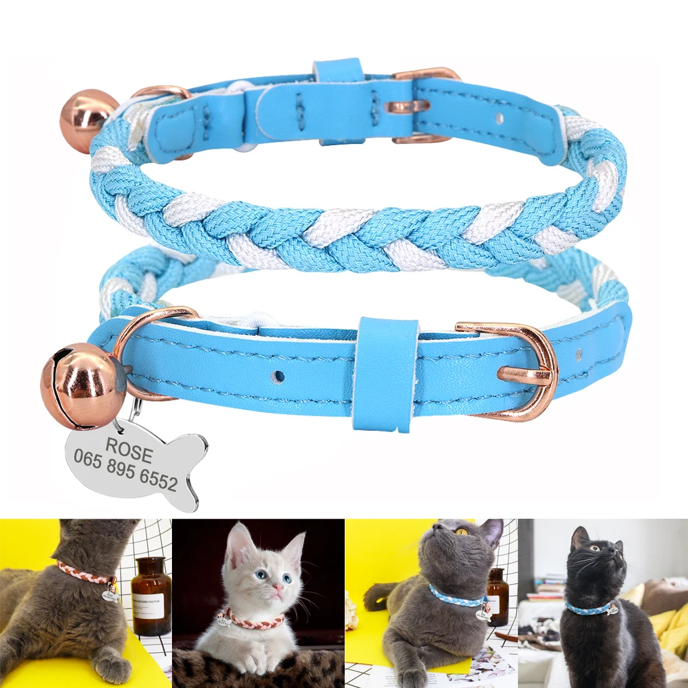 Fashion Cat Collar Personalized Puppy Cat Collar For Small Dogs Pet Custom Kitten Nameplate Collar Cat Accessories with Bell