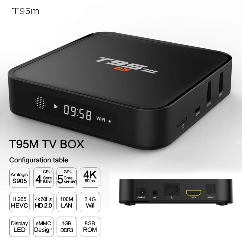 T95M ТВ приставка Android 6,0 Amlogic S812 четырехъядерный 2,4G Wifi 1 GB/2 GB/8 GB LAN 4K HDMI 3D телеприставка