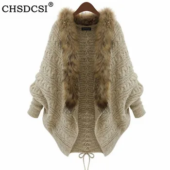

CHSDCSI Knitted Cardigans Winter Fur Coats Long Sleeve Women Sweaters Knitting Cardigan Female New Casual Warm Cardigans Sweater